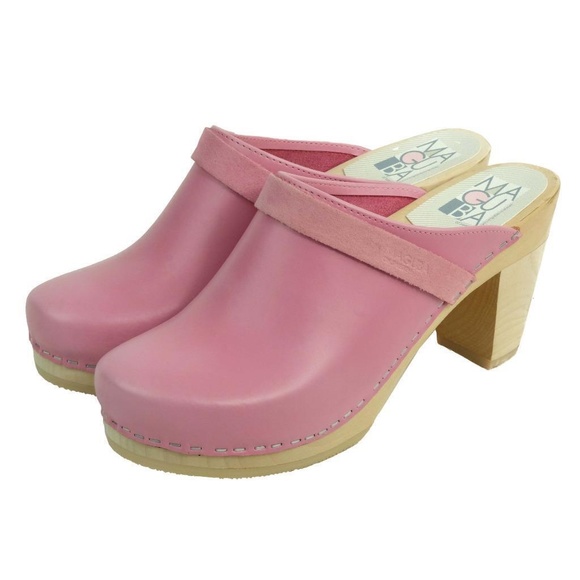 NEW MAGUBA Stockholm Clogs Bubblegum Pink Leather & Wood Sz. 39 EU 9 US - Picture 2 of 6